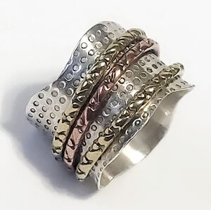 Sterling Silver Spinner Meditation Ring size 6.75